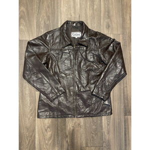 Vintage Cellini Authentic Leather Brown Jacket Size XL